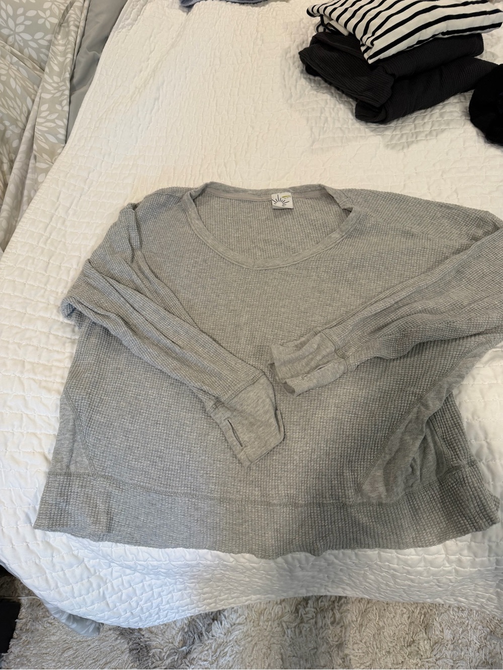 Aerie Light Gray Women's Waffle Knit top